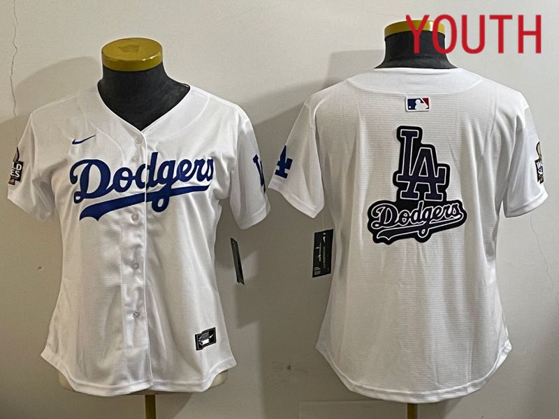 Youth Los Angeles Dodgers Blank White Game 2024 Nike MLB Jersey style 112116->youth mlb jersey->Youth Jersey